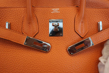 Load image into Gallery viewer, HERMES BIRKIN 30 Clemence leather Orange □P Engraving Hand bag 800060140
