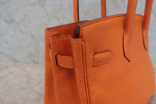 Load image into Gallery viewer, HERMES BIRKIN 30 Clemence leather Orange □P Engraving Hand bag 800060140
