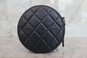 CHANEL Matelasse round chain shoulder bag Lambskin Black/Gold hadware Shoulder bag 700060266