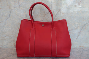 HERMES GARDEN PARTY PM Negonda leather Rouge casaque □P刻印 Tote bag 600080033