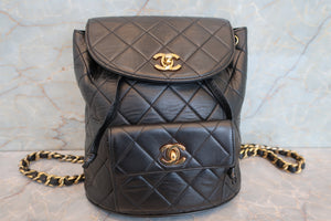 CHANEL Matelasse chain back pack Lambskin Black/Gold hadware Back pack 700100056