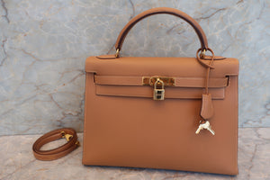 HERMES／エルメス ケリー32 クシュベル ナチュラル 〇Y刻印 ショルダーバッグ 700090013
