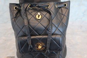 CHANEL Matelasse chain back pack Lambskin Black/Gold hadware Back pack 700100056