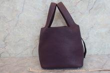 将图片加载到图库查看器，HERMES PICOTIN PM Clemence leather Raisin □E刻印 Hand bag 600090116
