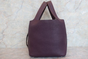 HERMES PICOTIN PM Clemence leather Raisin □E刻印 Hand bag 600090116