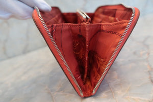 HERMES Azapp Long Silkin Epsom leather/Silk Rose jaipur T Engraving Wallet 500110136