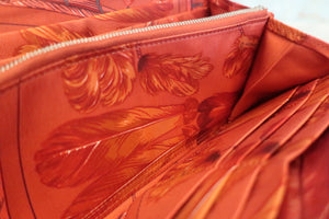 HERMES Azapp Long Silkin Epsom leather/Silk Rose jaipur T Engraving Wallet 500110136