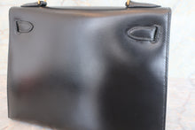 画像をギャラリービューアに読み込む, HERMES／エルメス ケリー28 ボックスカーフ ブラック 〇R刻印 ショルダーバッグ 700090002
