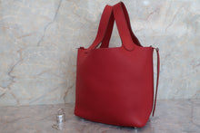 将图片加载到图库查看器，HERMES PICOTIN LOCK PM Clemence leather Rouge garance □Q刻印 Hand bag 600090109
