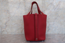 将图片加载到图库查看器，HERMES PICOTIN LOCK PM Clemence leather Rouge garance □Q刻印 Hand bag 600090109
