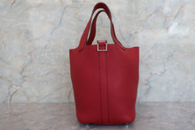 将图片加载到图库查看器，HERMES PICOTIN LOCK PM Clemence leather Rouge garance □Q刻印 Hand bag 600090109
