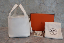 Load image into Gallery viewer, HERMES PICOTIN LOCK PM Clemence leather □J Engraving White Hand bag 800060079
