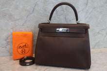 将图片加载到图库查看器，HERMES KELLY 28 Epsom leather Chocolat □H刻印 Shoulder bag 600100086
