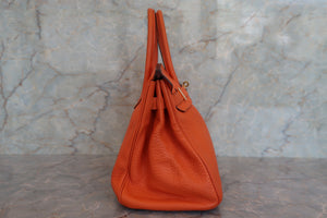 HERMES／エルメス バーキン30 トリヨンクレマンス オレンジ □M刻印 ハンドバッグ 700070276