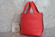 将图片加载到图库查看器，HERMES PICOTIN LOCK PM Clemence leather Rouge pivoine D刻印 Hand bag 600090107
