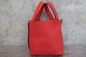 HERMES PICOTIN LOCK PM Clemence leather Rouge pivoine D刻印 Hand bag 600090107