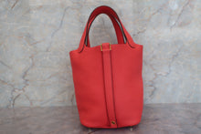 将图片加载到图库查看器，HERMES PICOTIN LOCK PM Clemence leather Rouge pivoine D刻印 Hand bag 600090107
