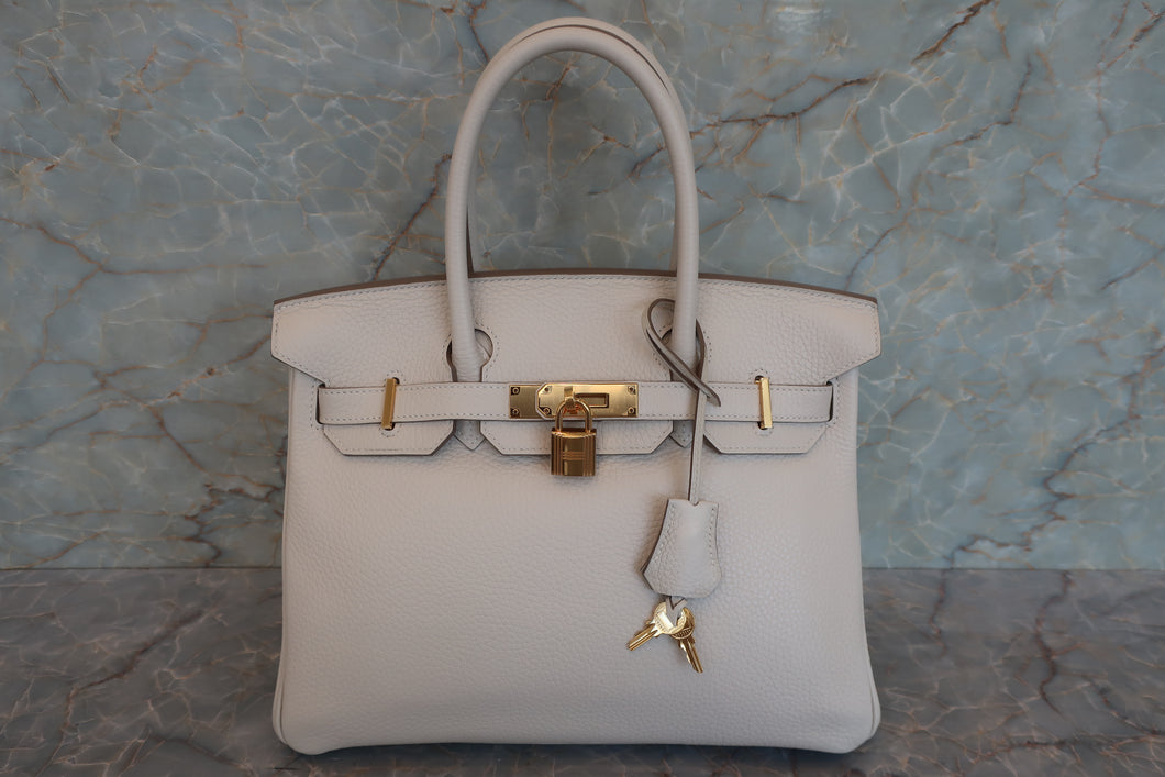HERMES BIRKIN 30 Clemence leather Craie D刻印 Hand bag 700070286