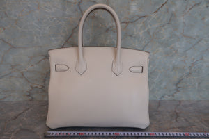 HERMES BIRKIN 30 Clemence leather Craie D刻印 Hand bag 700070286