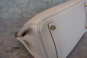 HERMES BIRKIN 30 Clemence leather Craie D刻印 Hand bag 700070286