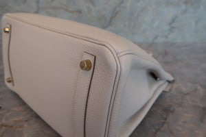 HERMES BIRKIN 30 Clemence leather Craie D刻印 Hand bag 700070286