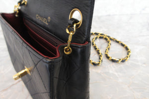 CHANEL/シャネル ミニマトラッセシングルフラップチェーンショルダーバッグ ラムスキン ブラック/ゴールド金具 ショルダーバッグ 700070072