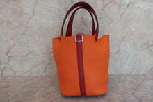 将图片加载到图库查看器，HERMES PICOTIN LOCK TOUCH PM Clemence leather/Swift leather Orange/Rouge Grenet X刻印 Hand bag 600090108
