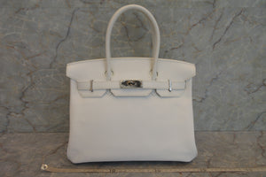 HERMES BIRKIN 30 Epsom leather White □K Engraving Hand bag 600120020