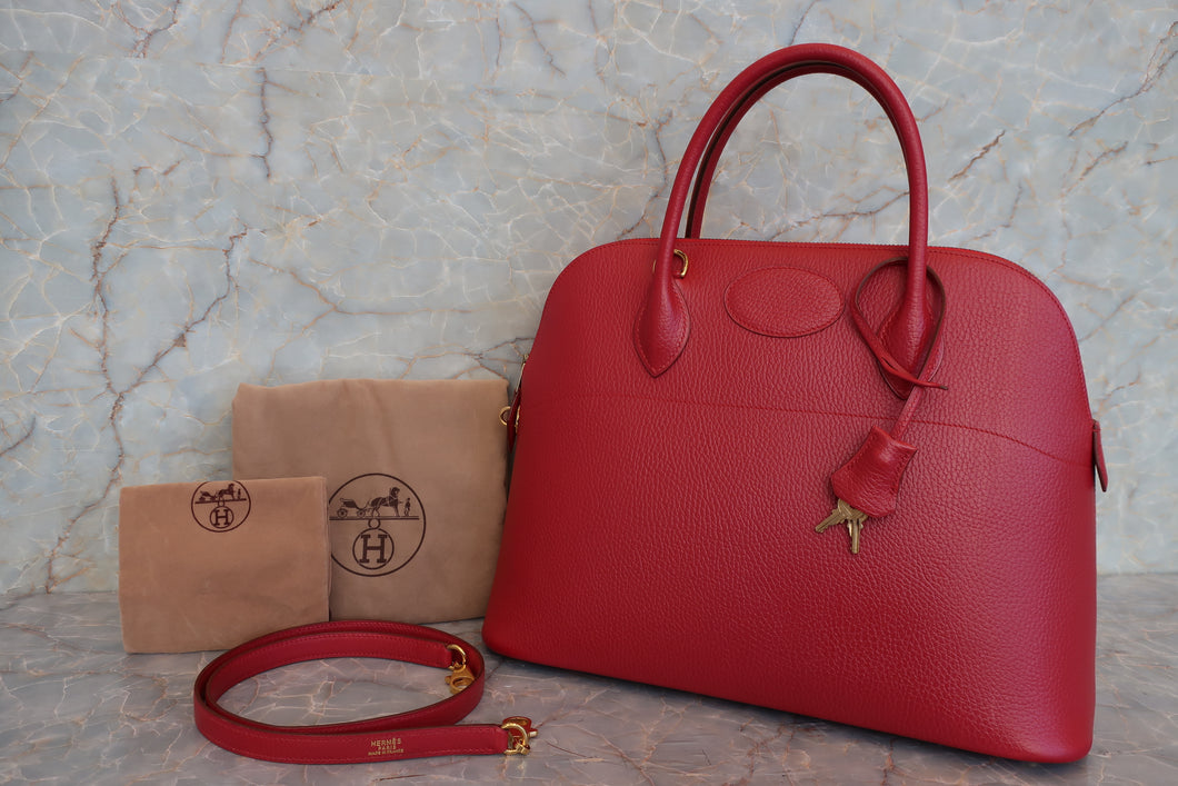 HERMES BOLIDE 35 Ardennes leather Rouge vif 〇X刻印 Shoulder bag 700010093