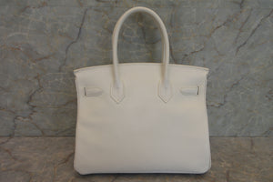 HERMES BIRKIN 30 Epsom leather White □K Engraving Hand bag 600120020