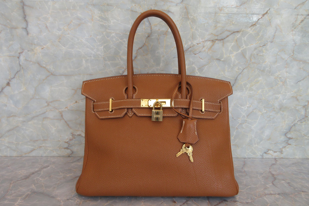 HERMES BIRKIN 30 Togo leather Gold □G Engraving Hand bag 700050184