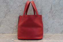 将图片加载到图库查看器，HERMES PICOTIN LOCK GM Clemence leather Rouge casaque □P刻印 Hand bag 600100039
