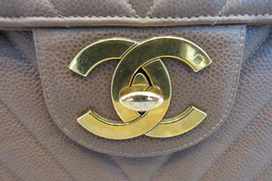 CHANEL/シャネル Vステッチチェーンショルダーバッグ キャビアスキン ブラウン/ゴールド金具 ショルダーバッグ 700080223