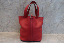 将图片加载到图库查看器，HERMES PICOTIN LOCK GM Clemence leather Rouge casaque □P刻印 Hand bag 600100039
