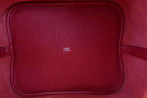 HERMES PICOTIN LOCK GM Clemence leather Rouge casaque □P刻印 Hand bag 600100039