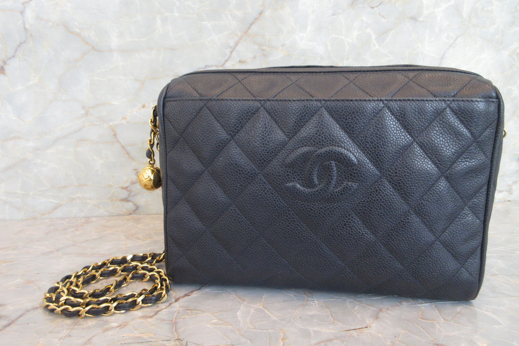 CHANEL/シャネル マトラッセチェーンショルダーバッグ キャビアスキン ネイビー/ゴールド金具 ショルダーバッグ 700050075