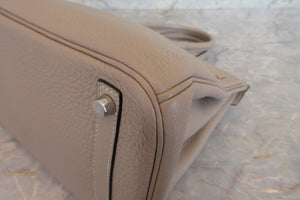 HERMES／エルメス バーキン30 トリヨンクレマンス トゥルティエールグレー □L刻印 ハンドバッグ 700080037