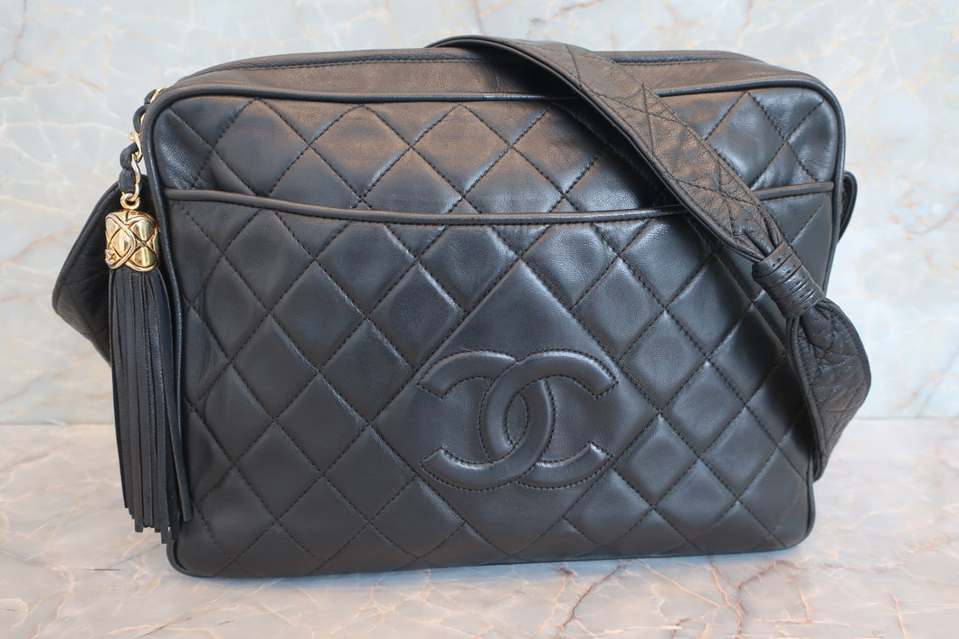 CHANEL/シャネル マトラッセフリンジショルダーバッグ ラムスキン ブラック/ゴールド金具 ショルダーバッグ 600100012