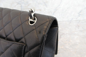 CHANEL/シャネル マトラッセシングルフラップチェーンショルダーバッグ キャビアスキン ブラック/シルバー金具 ショルダーバッグ 700050036