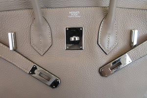 HERMES／エルメス バーキン30 トリヨンクレマンス トゥルティエールグレー □L刻印 ハンドバッグ 700080037
