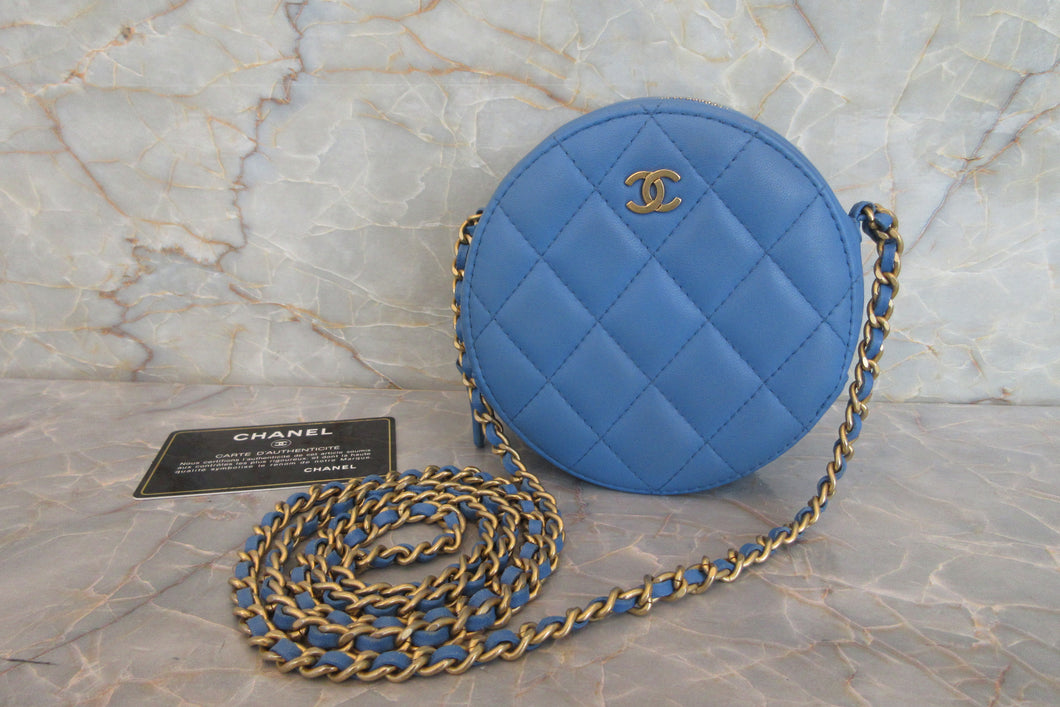CHANEL/シャネル シャネル19マトラッセラウンドチェーンショルダーバッグ ラムスキン ブルー/ゴールド金具 ショルダーバッグ 700070071