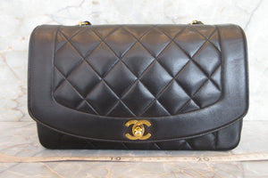 CHANEL/シャネル ダイアナマトラッセチェーンショルダーバッグ ラムスキン ブラック/ゴールド金具 ショルダーバッグ 700080004
