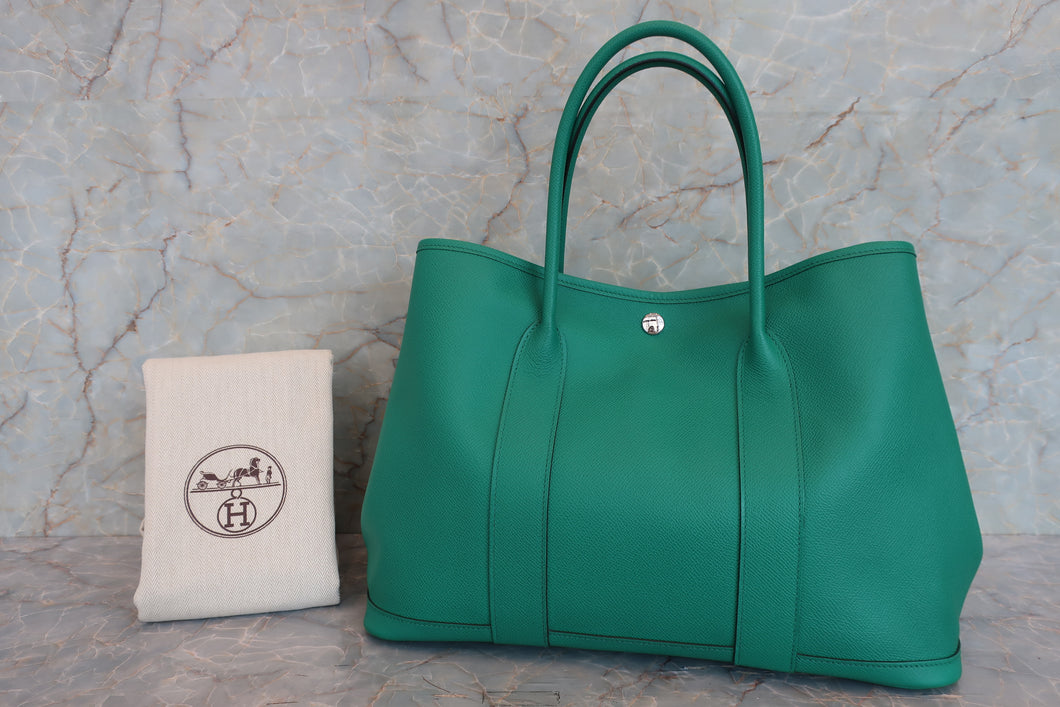 HERMES／エルメス ガーデンパーティＰＭ ヴォーエプソン ミント Z刻印 トートバッグ 700070233