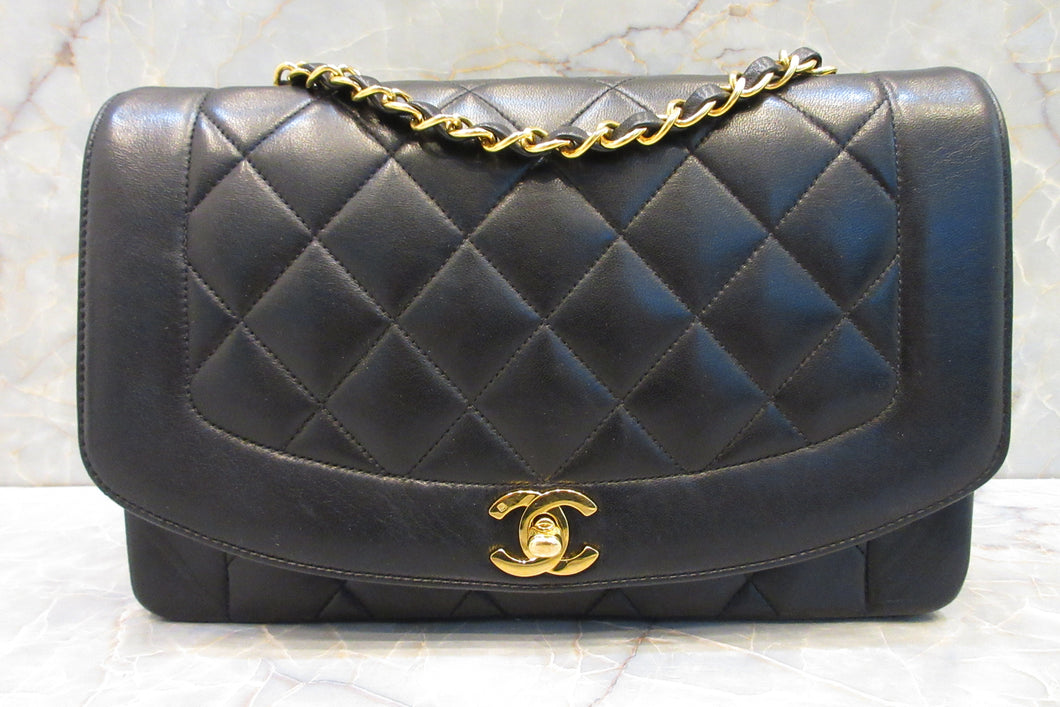CHANEL/シャネル ダイアナマトラッセチェーンショルダーバッグ ラムスキン ブラック/ゴールド金具 ショルダーバッグ 700090032