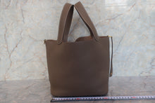 将图片加载到图库查看器，HERMES PICOTIN LOCK MM Clemence leather Etoupe gray Z刻印 Hand bag 700120214
