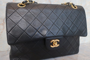 CHANEL Matelasse double flap double chain shoulder bag Lambskin Black/Gold hadware Shoulder bag 600110096