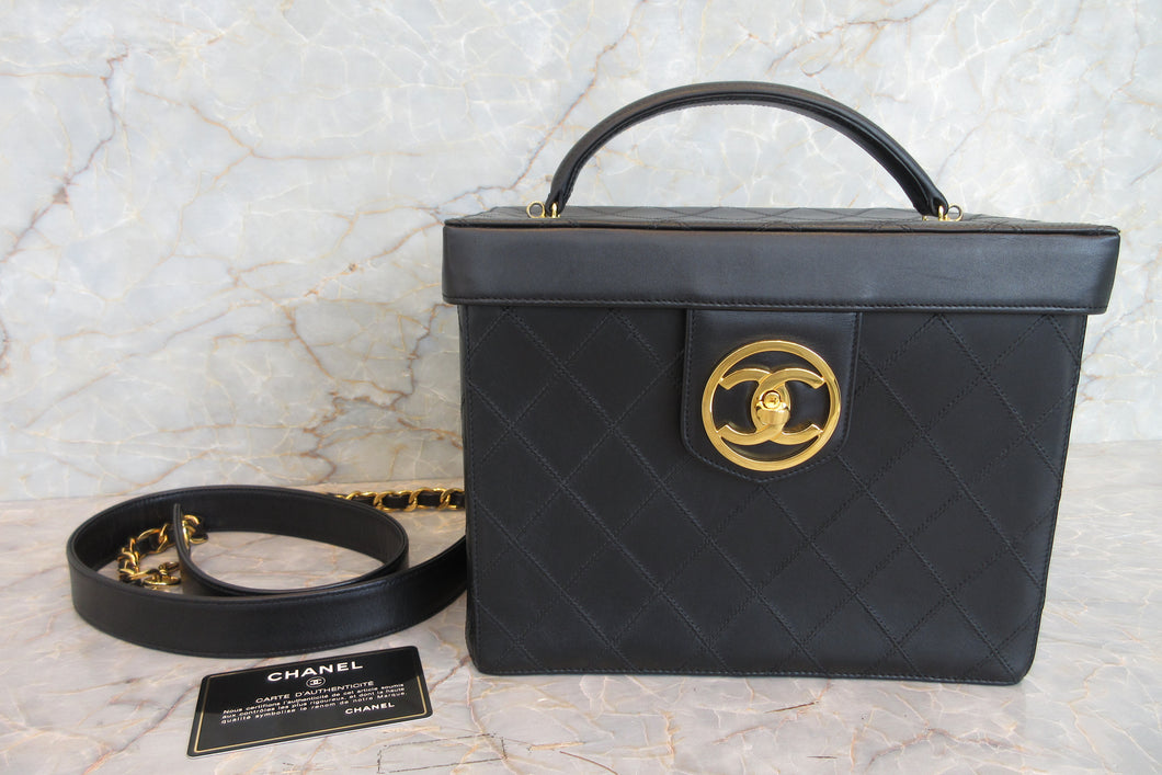 CHANEL/シャネル ビコローレバニティ ラムスキン ブラック/ゴールド金具 バニティ 700050083