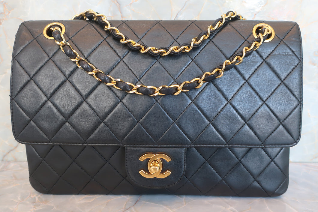 CHANEL/シャネル マトラッセＷフラップチェーンショルダーバッグ ラムスキン ブラック/ゴールド金具 ショルダーバッグ 600080003