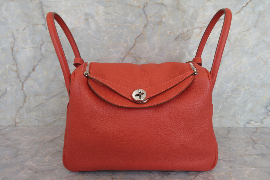 HERMES LINDY 30Verso Clemence leather Sanguine/Rose jaipur T Engraving Shoulder bag 700070087