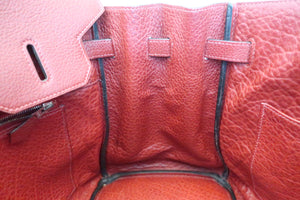 HERMES BIRKIN 35 Buffalo leather Rouge H □F刻印 Hand bag 600040232